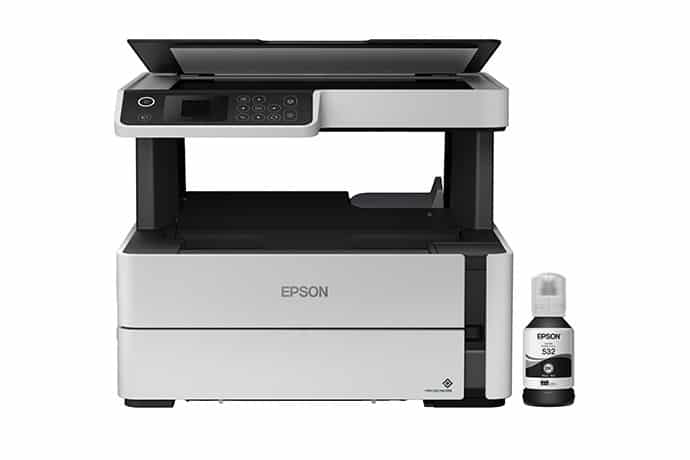 Epson EcoTank ET-M2170 quick print speeds and good print quality, best budget printers for small business