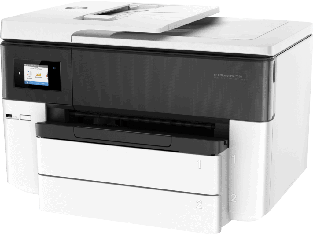 HP OfficeJet Pro 7740 one of the best small business printers with a flatbed scanner and duplex printing